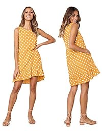 Ayliss vestido sin mangas con lunares y dobladillo con volantes y bolsillos laterales para mujer