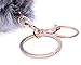 Dikoaina Faux Fox Fur Pom Pom Keychain Bag Purse Charm Gold Ring Fluffy Fur Ball, Silver, One Size