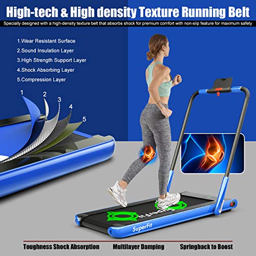 Goplus 2 in 1 Folding Treadmill, 2.25HP Under Desk Electric Superfit