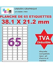 Étiquettes Autocollantes Printation - 6500 étiquettes Blanches 38,1x21,2mm Pour Imprimante - Lot De 100 Feuilles A4