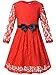 Bonny Billy Girls Long Sleeve Midi Lace Christmas Dress with Bow Sash 7-8 Years Red