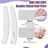 BLESWIN Professional Nail Files 180/240 Grit Double Sided Emery Boards 12 Pack view 2