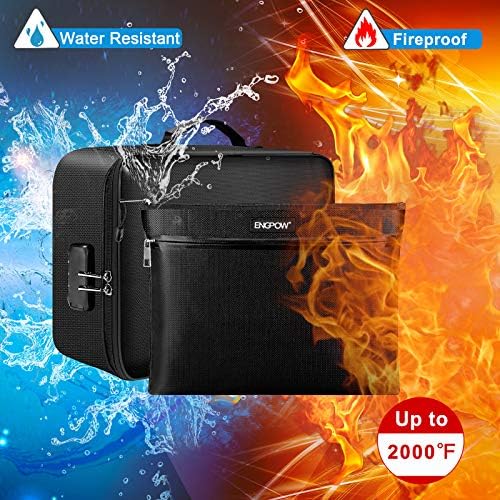 Fireproof storage bag with a deal price of $59.99 reduced to $35.99, featuring a sleek design for file protection against fire.