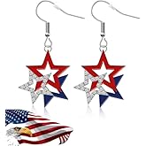 4th of July Earrings, July 4th Independence Day Accessories, Patriotic Earrings for Women, Red White and Blue Metal American Flag Earring, Patriotic American Flag Star Jewelry