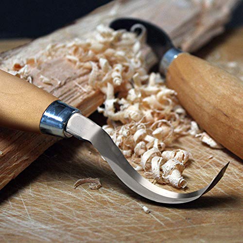 ETEPON Wood Carving Tools Set Whittling Sloyd Wood Carving Knife with Knife Sleeve + Hook Knife, Wood Carving Kit for Spoon Bowl Cup Kuksa Woodworking (Wood Carving kit) - Thumbnail 2