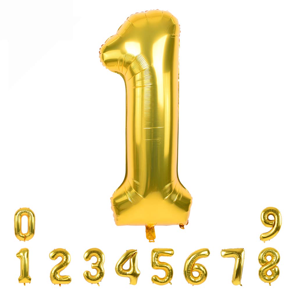 Photo 1 of TONIFUL 40 Inch Gold Large Numbers Balloons0-9,Number 1 Digital 1 Helium Balloons,Foil Mylar Big Number Balloons for Birthday Party Supplies Decorations