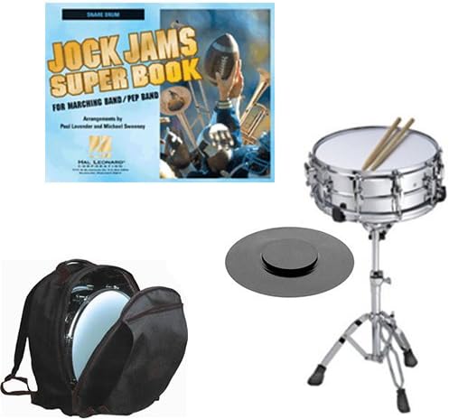 Band Directors Choice Complete Student Snare Drum Kit w/Stand, Backpack Carry Bag, Drum Practice Pad &amp; Sticks &amp;Jock Jams Super Snare Drum Book