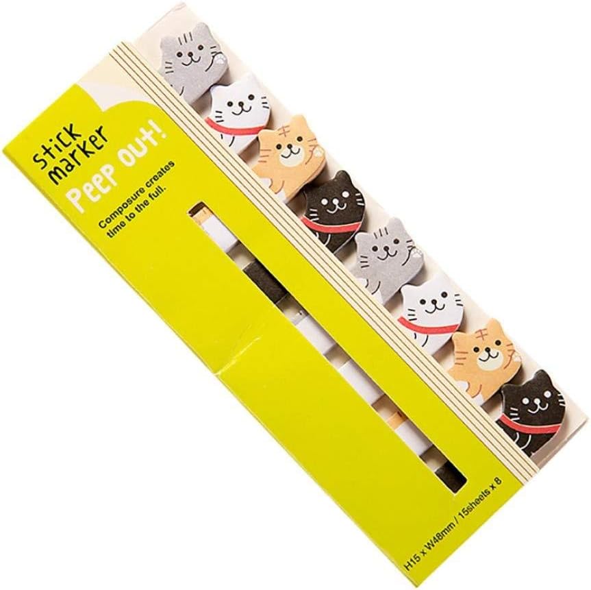 Cute Sticky Notes, Bebester Sticker Bookmarks Memo Pad Sticky Cartoon Animals Notepaper Sticky Notes Page Flags Self-Stick Tab Bookmark Marker Pad Office School Supplies (Cat)