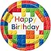 Building Block Party Supplies | Includes Paper Plates, Cups, Napkins, Tablecloth and Banner | Tableware for Brick and Construction Themed Birthday Parties | Boys Birthday Party Decorations Serves 16