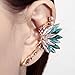 Yoyorule Women Crystal Butterfly Wings Ear Clip Clamp Earring Fashion Jewelry (Green)