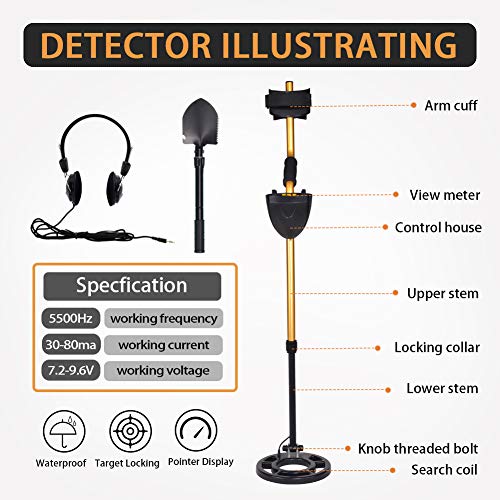 Wedigout Metal Detector MD-3009II Gold Detectors Treasure Finder Detectors Within 8 Inches Adjustable Sensitivity and Headphone Jack