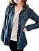 Allegra K Women Rolled Sleeves Point Collar Western Denim Shirt
