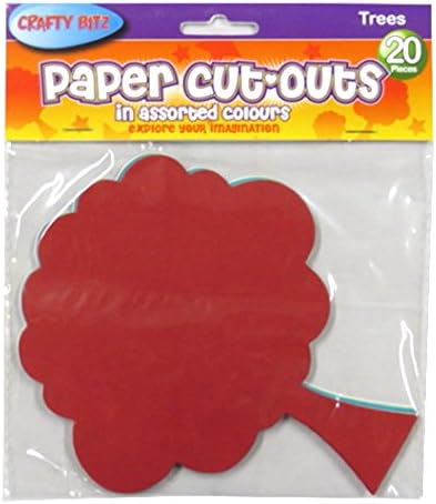 CRAFTY BITZ Children's Card Paper Shapes - Trees, 5 Colours - Pack of 20