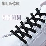No Tie Shoelaces for Kids,Tieless Shoelaces for Sneakers,Stretch Elastic Flat Shoe Laces for Adults Shoes Black