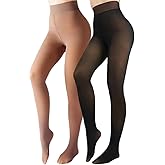 X-CHENG Fleece Lined Tights Sheer Women - Fake Translucent Warm Pantyhose Leggings Sheer Thick Tights for Winter