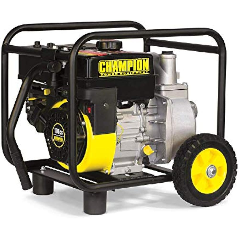 Champion 2Inch GasPowered SemiTrash Water Transfer Pump With Hose