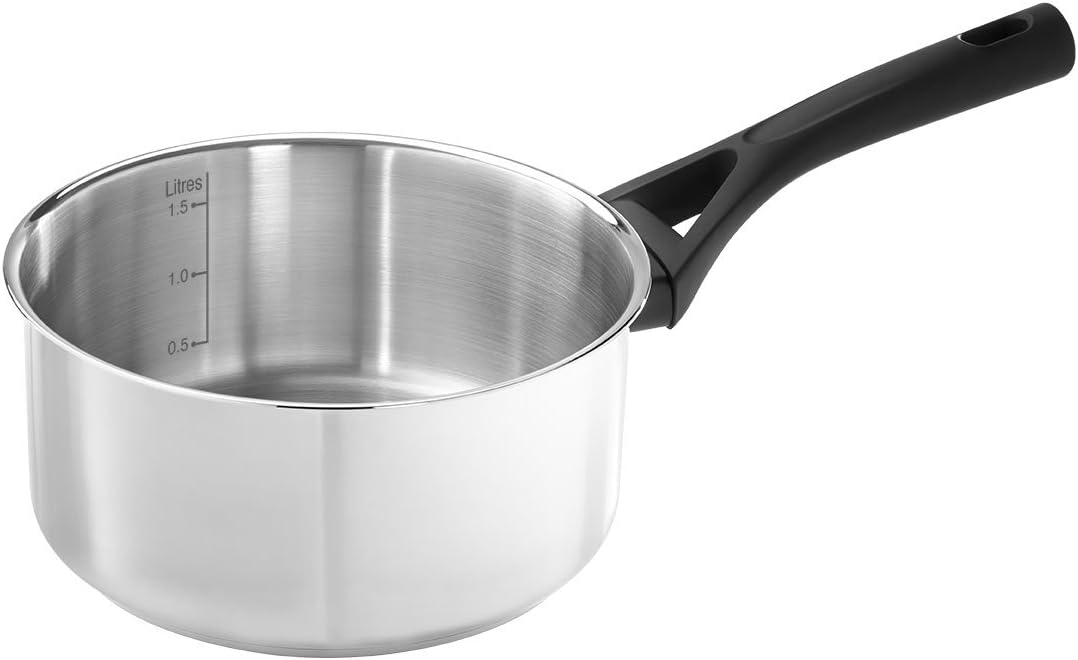 Pyrex Expert 24 High Frying Pan with Lid, Stainless Steel, Black and Grey, 0 cm