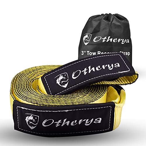 Otherya Tow Recovery Strap 3'' x 20' - Recover Your Vehicle Stuck in Mud/Snow - Heavy Duty Winch Snatch Strap - Protective Loops, Water-Resistant - Off Road Truck Accessory - Bonus Storage Bag - Thumbnail 5