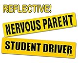 Zone Tech Reflective Vehicle Bumper Magnet – 2-Pack Premium Quality Reflective Nervous Parent + Student Driver Effective Bumper Decal Neon Yellow
