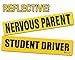 Zone Tech Reflective Vehicle Bumper Magnet – 2-Pack Premium Quality Reflective Nervous Parent + Student Driver Effective Bumper Decal Neon Yellow