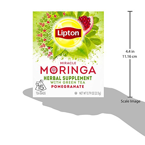 Lipton Herbal Supplement Tea Bags, Miracle Moringa with Green Tea and