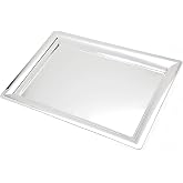 Le'raze Elegant Mirrored Rectangular Silver Tray, Perfect for Whiskey Decanter, Serving, Vanity Set, Candle Tray, and Organizing