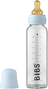 Bibbs Bibs Baby Glass Bottle Anti-Colic 225 ml Blue Nipple Round NRL view 4
