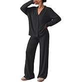 Trendy Queen Women Pajamas Set Sleepwear Fall 2 Piece Soft Lounge Pjs | Button Down Pajamas,Long Sleeve Top and Wide Leg Pants,Soft Loungewear,Button Up,Fall Fashion Clothes 2026