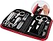 3 Swords Germany - brand quality 8 piece manicure pedicure grooming kit set synthetic leather case red - Made in Germany