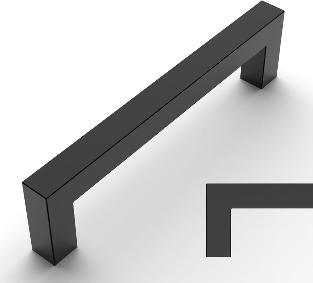 Amerdeco 10 Pack Matte Black 5 Inch Cabinet Pulls Stainless Steel Handles