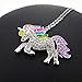 ALoveSoul Silver Tone Little Princess Rainbow Unicorn Pendant Girl Ladies Fashion Necklace Gift for Women