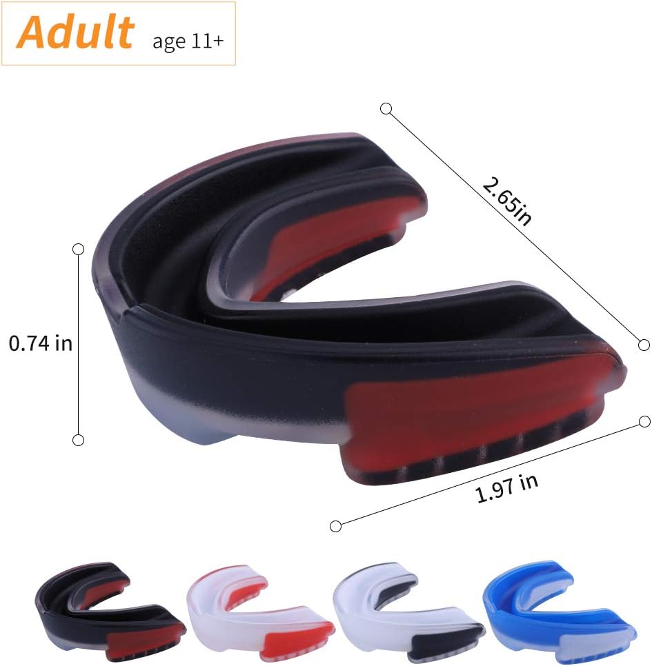 VZUOKUO Mouth Guard Sports, Adults Mouthguard Teeth Protection for Football, Boxing, Hockey, Wrestling, with Sport Mouthguards Case(White Black) : Sports & Outdoors