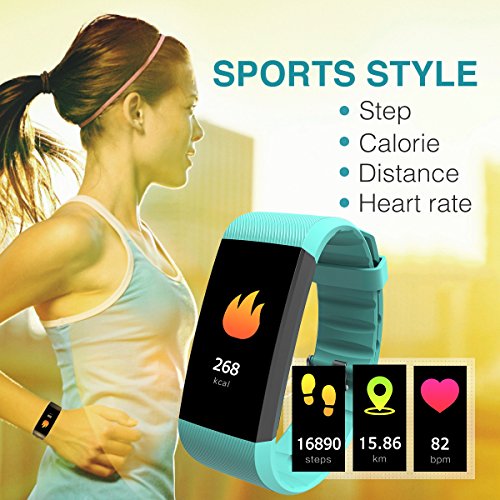 Blood Pressure Monitor Fitness Tracker Heart Rate Monitor READ R11 Pedometer Calorie Counter Activity Tracker Sleep Monitoring IP67 Waterproof Call SMS SNS Remind Watch for Android IOS … (green)