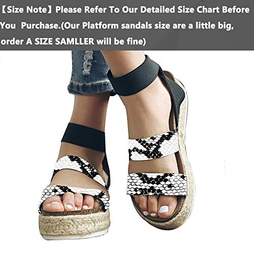 Joywow Women Sandals Casual Espadrilles Sandals Open Toe Platform Strappy Studded Wedge Buckle Ankle Strap Mid Heel Sandals (7 M US, G Snake Printed) - Thumbnail 3