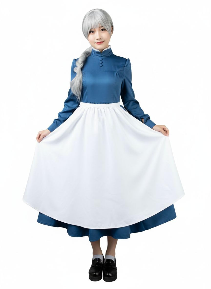 Photo 1 of CosFantasy Women's Sophie Cosplay Costume Blue Maid Dress with White Apron Size L