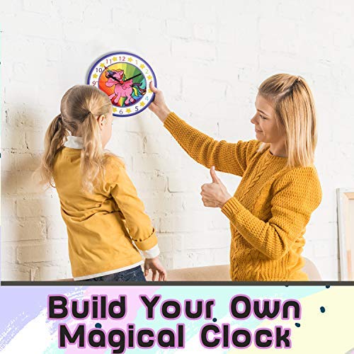 Kids Clock with Diamond Art Unicorn - DIY Diamond Painting Kits for Kids, Adults - Arts and Crafts for Girls and Boys Ages 6 7 8 9 10 11 12 Year Old - Build and Paint Your Own Unicorn
