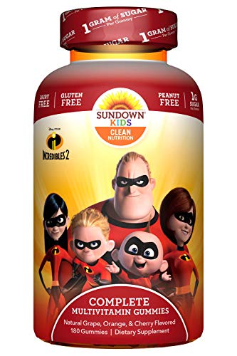 Sundown Naturals Kids Multivitamin Gummies, Incredibles 2 Shapes, 180 Count, Children's Gummy with Vitamin D, Vitamin C, Vitamin B6, Vitamin E, Chewable Vitamins for Kids in Fruit Flavors (Best Natural Multivitamin For Kids)