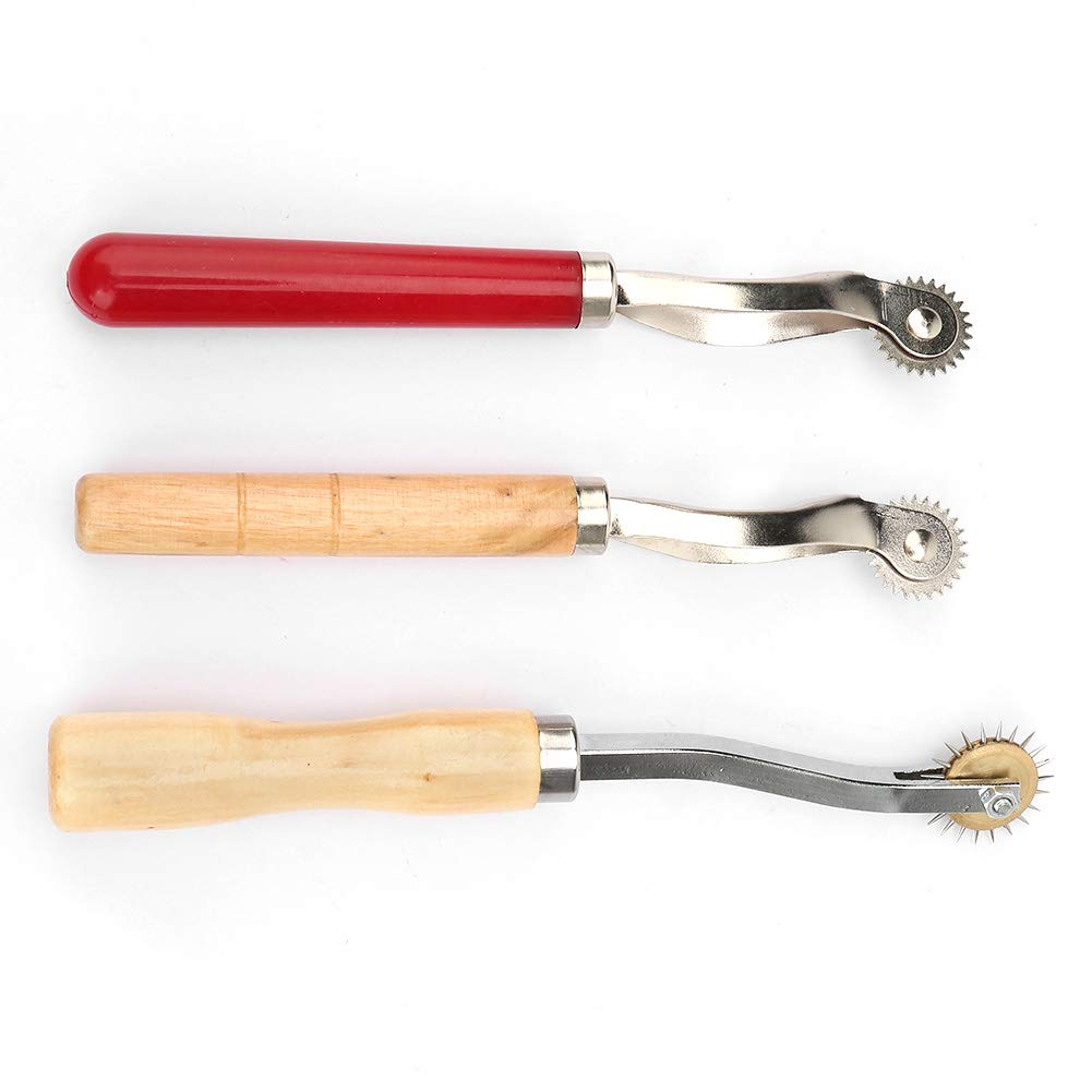 3pcs DIY Leather Paper Fabric Crafts Sewing Wheel Roulette Tool Stitch Marker Tool Cutting Wheel for Sewing Cardboard Marking Drilling Tool-paper Perf
