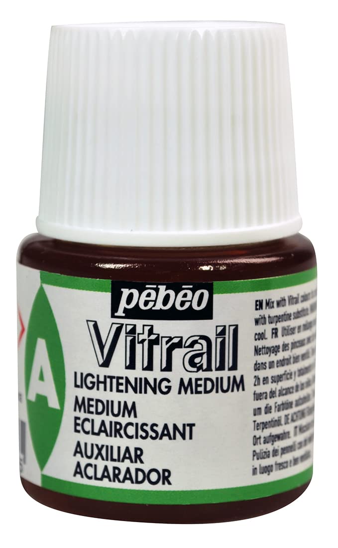 Pebeo 45 ml Vitrail Lightening Medium Stained Glass Effect Glass Paint, Transparent, 051000