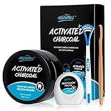 Teeth Whitening Powder Activated Charcoal Coconut -2.1oz(60g)-Teeth Whitening Kit-Bamboo Toothbrush and Teeth Floss Teeth Whitener - Tooth Powder-Oral Care Teeth Stain Remover XMAS GIFT (MINT2)