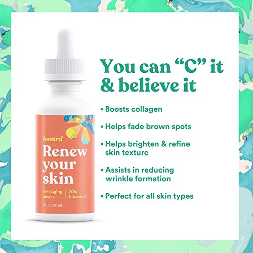 ASUTRA Anti-Aging Serum Set, 1 fl oz each (3pk) | Includes 20% Vitamin C + 2.5% Retinol + Hyaluronic Acid Serums | Hydrate, Soften, and Restore Skin