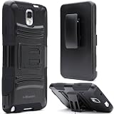 i-Blason Samsung Galaxy Note 3 Note III N9000 Prime Series Dual Layer Holster Case with Kickstand and Locking Belt Swivel Clip (Black)