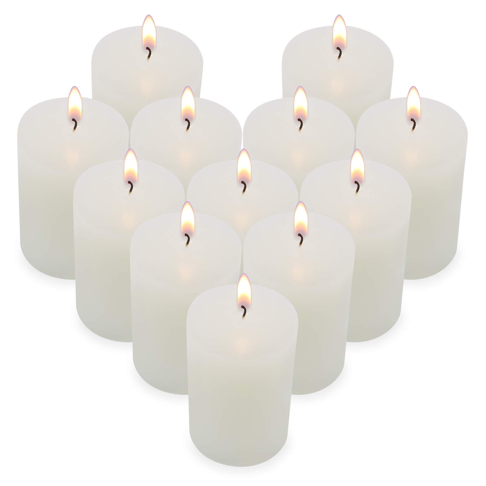 View 1 of 2"x3" White Pillar Candles, Hand-Poured Candles Set of 12, Emergency Candles, Dripless Pillar Candles for Weddings, Parties, Halloween, Church, Home Décor