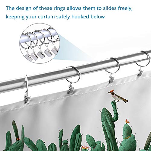 Hapythda Clip Curtain Rings, 20 PCS Metal Curtain Rings Silver Nickel Plating with Clips and Eyelet Decorative for Sheer Drape, Blackout Drapery and Drop Cloth Tarp(1.26 Inch) - Thumbnail 3