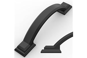 Amerdeco 10 Pack Matte Black Cabinet Pulls 3 Inch(76mm) Hole Centers, Handles for Kitchen Cabinet Hardware, Arch Cabinet Handles for Bathroom Dresser Drawer Handles ZH0016…