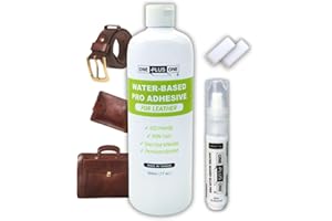 ONEPLUSONE ONE Plus ONE Water-Based Leather Glue Pen with 17 oz Refill Bottle, 10mm Precision Tip, 2 Replacement Tips, Clear-Drying Professional Adhesive