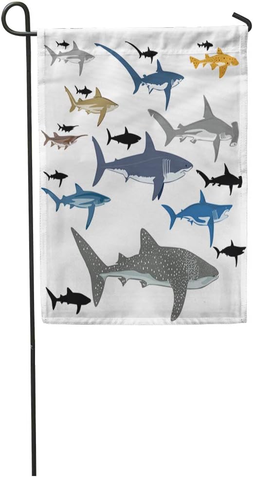 Emvency Garden Flags 12" x 18" Blue Whale Shark Species Reef Black Tip Life Outdoor Decorative House Yard Flag Seasonal