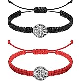MMIUAEG Saint Benedict Bracelet Catholic Bracelet Adjustable String Medal Religious Bracelets for Men Women Handmade Blessing Charm Protection Jewelry