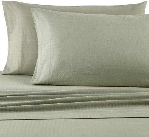 Casual Living Heavyweight Damask Stripe Flannel Sheet Set, Full, Sage