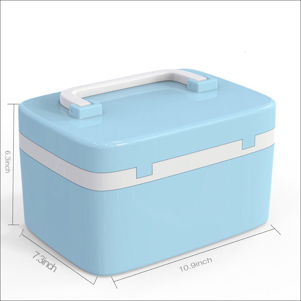 Make Up Case Portable Lockable Waterproof Beauty Cosmetic Jewelry Organizer Vanity Storage Box 10L ABS ,Cyan